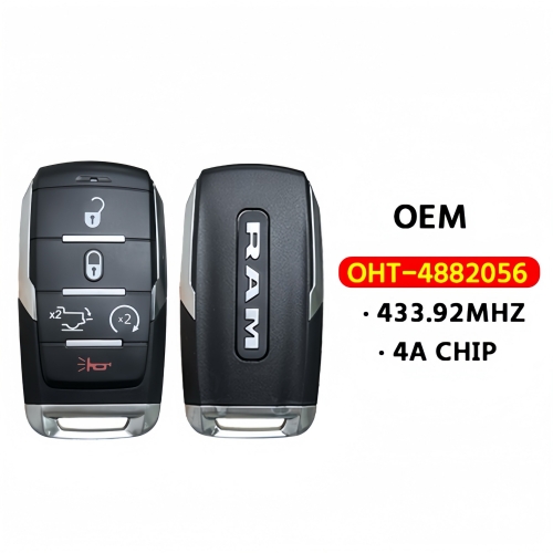 OEM 5-Button Smart Key 433Mhz 4A Chip OHT-4882056  For 2019-2023 Dodge Ram 1500 Pickup