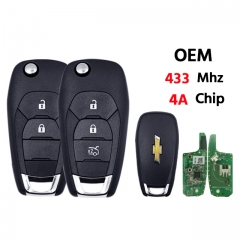 OEM Flip Remote Car Key 2/3 Buttons 433Mhz 4A Chip for Chevrolet Cruze Spark Sonic Tracker Onix RS