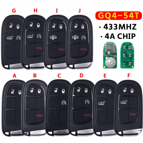 433Mhz Hitag-AES 4A Chip 2/3/4/5 BTN Remote Smart Key For Jeep Cherokee Durango C-hrysler GQ4-54T