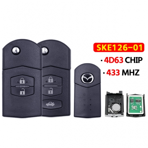 2/3Button SKE126-01 433Mhz Remote Car Key for Mazda 2 6 2010-2013 Flip Smart Car Keys Fob for Mazda