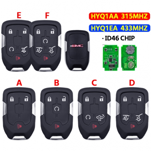 3/4/5/6 Button 315/433 Mhz ID46chip HYQ1AA/HYQ1EA Remote Key For  GMC Terrain 2018 2019 2020
