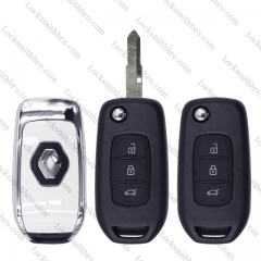 3 Button T-Renault Flip key shell with logo