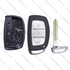 LockSmithbro 3 Button Right Blade ForHyundai Remote Key Shell With Logo（With battery）