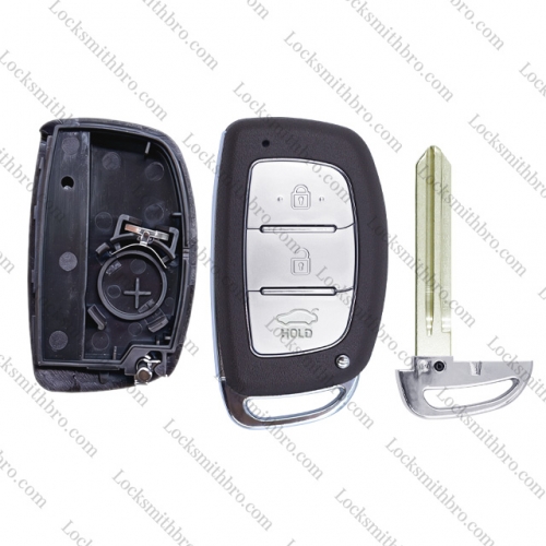 LockSmithbro 3 Button Right Blade ForHyundai Remote Key Shell With Logo（With battery）