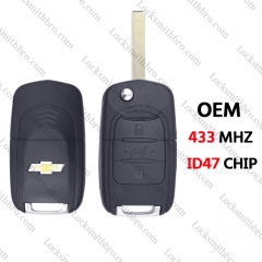 Original 3Button Chevrolet flip remote Key 433Mhz ID47 chip For 2020-2023 Chevrolet Captiva