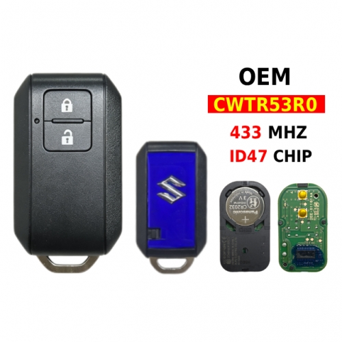 OEM 2Buttons Remote Car Key 433MHZ FSK ID47 Chip FCC CWTR53R0 For Ertiga 2018 2019 2020 Vitara Swift