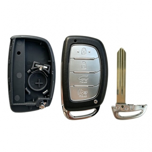 LockSmithbro 4 Button Left Blade ForHyundai Remote Key Shell With Logo（SUV）With battery