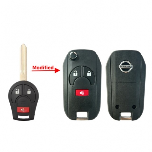 3 Buttons Flip Modified Remote Car Key Shell For T-Nissan with logo