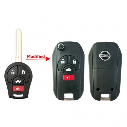 4 Buttons Flip Modified Remote Car Key Shell For T-Nissan with logo