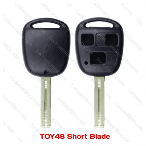 LockSmithbro 3 Button Toy48 short Blade Lexus Without Logo Remote Key Shell Case