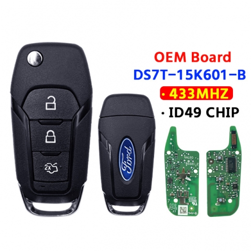 OEM Board DS7T-15K601-B Car Remote Key For Ford KA+ Mondeo Galaxy S-Max Smart Car Key 3 Buttons 433Mhz ID49 Chip