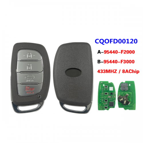 4Button Smart Key Remote 433MHz 95440-F2000/F3000 8A chip  FCC: CQOFD00120 for H-yundai  Elantra 2016-2018