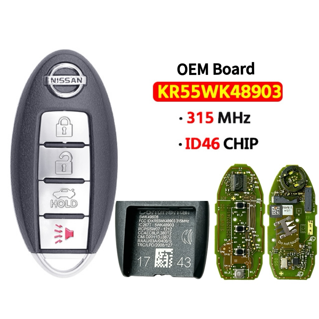 OEM Board 4Button Smart Key 315Mhz ID46 Chip KR55WK48903 For T-Nissan Altima Maxima Murano 2007 2008 2009 2010 2011 2012 2013 2014