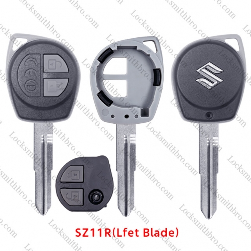 LockSmithbro With Button Part SZ11R(Lfte Blade) blade with Logo 2 Button Suzuk Remote Key Shell with CEO words