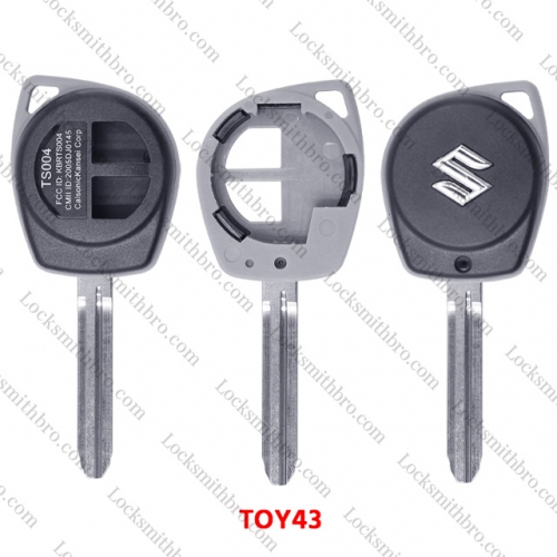LockSmithbro ON Button Part TOY43 blade With Logo 2 Button Suzuk Remote Key Shell Case