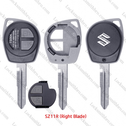 LockSmithbro With Button Part SZ11R(Righr blade) blade With Logo 2 Button Suzuk Remote Key Shell Case