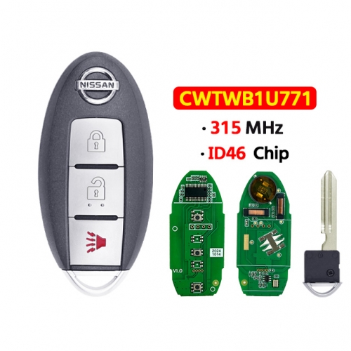 3Button CWTWB1U771 315MHz ID46 Chip Remote Key for T-Nissan Versa Tiida, Livina 2005-2008