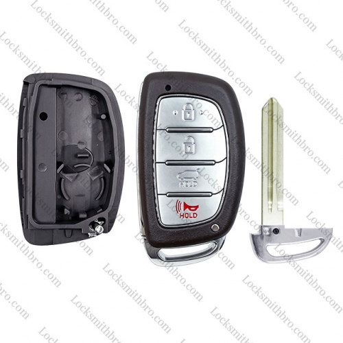 4 Button For T-Hyundai smart Key Shell SUV button Right blade With Logo (with Battery Holder)