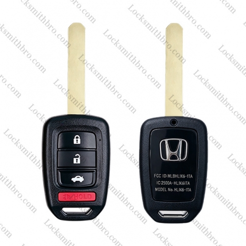 3+1Button Honda remote key shell（Text :MLBHLIK6-1TA/433MHZ )