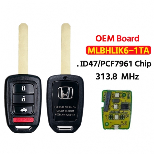 OEM Board 3+1Buttons Remote key  MLBHLIK6-1TA 433Mhz PCF7961 ID47 Chip For Honda Accord CR-V CIVIC 2016 2017
