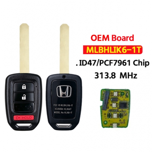 OEM Board  2+1Button Remote Key 313.8MHz ID47 chip  FCC:MLBHLIK6-1T For 2013-2019 Honda CR-V Crosstour