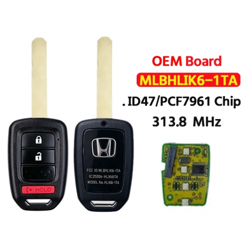 OEM Board 2+1 Buttons Remote Car key For Honda CRV HR-V 434Mhz ID47Chip MLBHLIK6-1TA