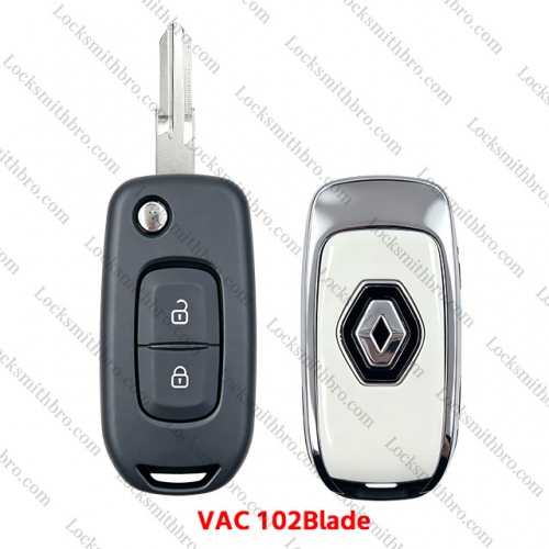 2 Button T-Renault Flip key shell with logo（VAC 102Blade)