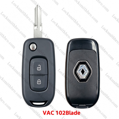 2 Button T-Renault Flip key shell with logo