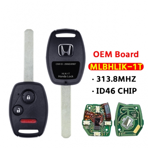 2+1Button  Remote Smart Car Key Fob  313.8Mhz  ID46 PCF7961 Chip MLBHLK-1T For Honda Accord MLBHLIK-1T（OEM Board）
