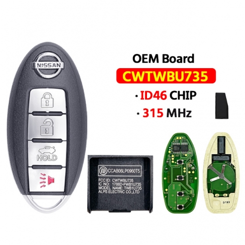 OEM Board 4Button Remote Car Key 315MHz ID46 Chip CWTWBU735 for 2007-2012 T-Nissan Maxima Sentra