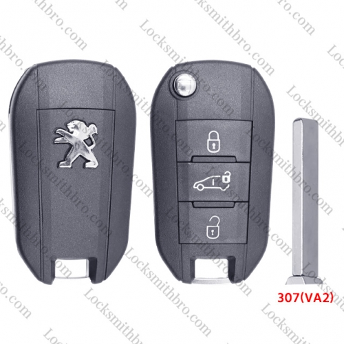 3 Button 307(VA2) Blade Peugeo Remote Key Shell with logo