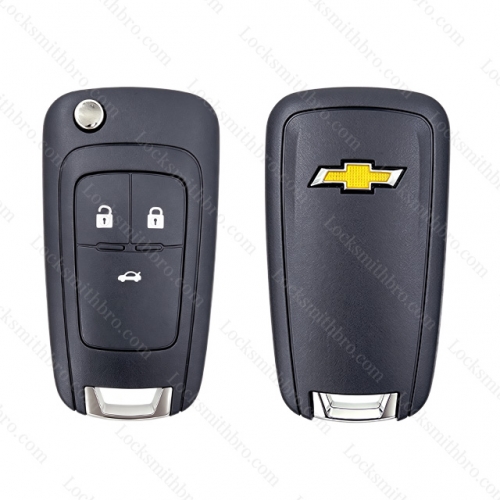 Chevrolet 3 button flip key Shell with logo HU100 Blade