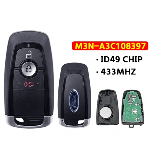 2+1Button Remote Car Key  M3N-A3C108397 ID49 Chip 433MHz with logo
