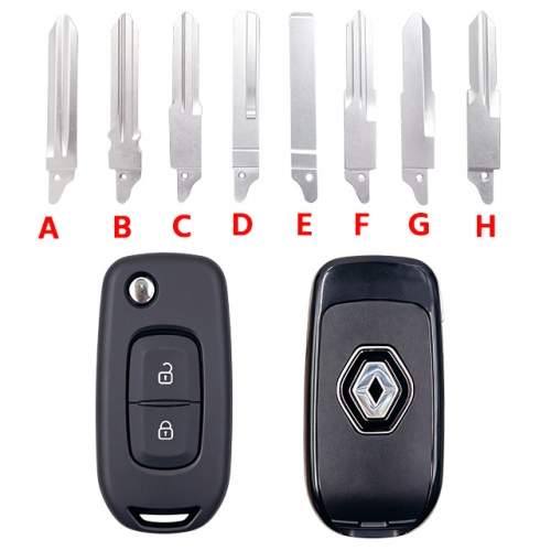2 Button T-Renault remote key shell with logo（Black）