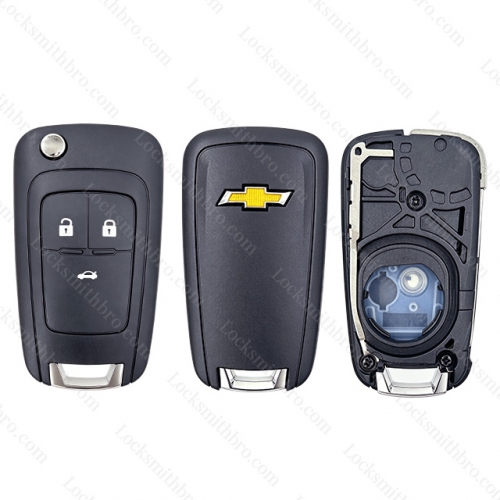 Chevrolet 3 button flip key Shell with logo HU100 Blade