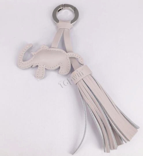 Customized Elephant Shape Cow Leather Tassel Keychain Charm