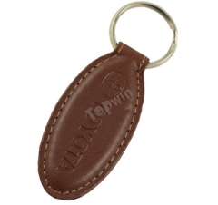 Oblong Brown Leather Key Ring