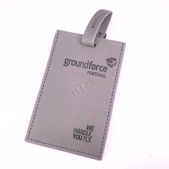 Promotional Grey Faux Leather Baggage Tag