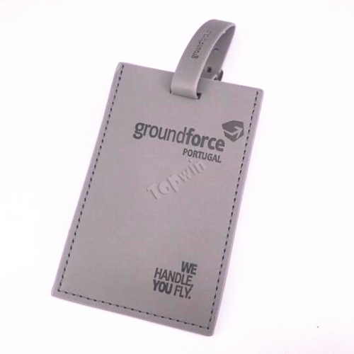 Werbeartikel Grey Faux Leather Baggage Tag