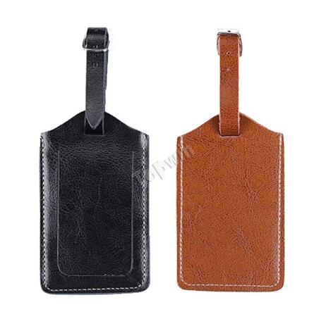 Small Size Black Brown Real Leather Travel Accessory Luggage Tags