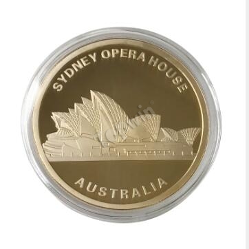 Promotional Shiny Gold Plated Metal Coins in Acrylic Box