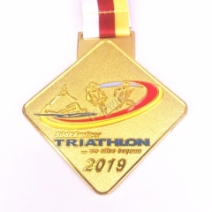 Customised Diamond Shape Gold Silver Bronze Medals and Ribbons