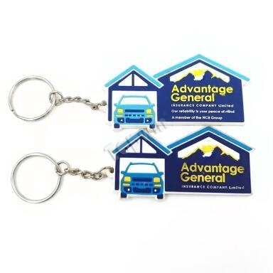 Engraved Metal and Leather House Keychain