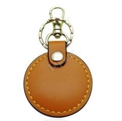 Cheap Promotional Blank Brown Faux Leather Key Ring in Bulk