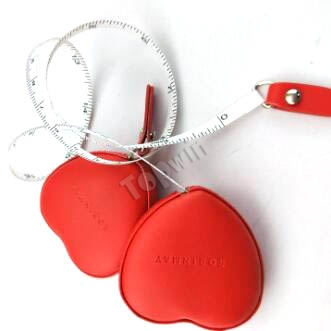 Custom Red Heart Shaped Mini Retractable Tape Measures