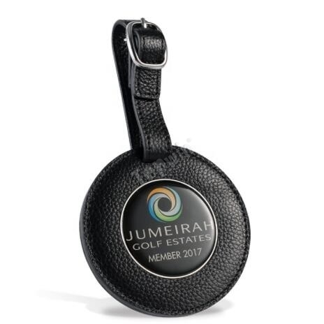 Super Custom Logo Printed Black Leather Golf Travel Tags