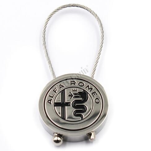 Custom Made Alfa Romeo Metal Keychains with Stainless Steel Rope