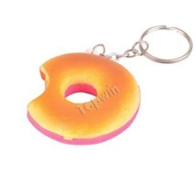 Cute 3D Donut Shape PU Foam Key Ring Hangers