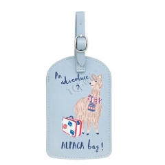 Picture Full Color Printed Light Blue PU Leather Trave Bag Tags