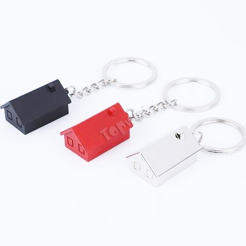 Cute Personalised 3D Painted House Metal Key Ring Pendant